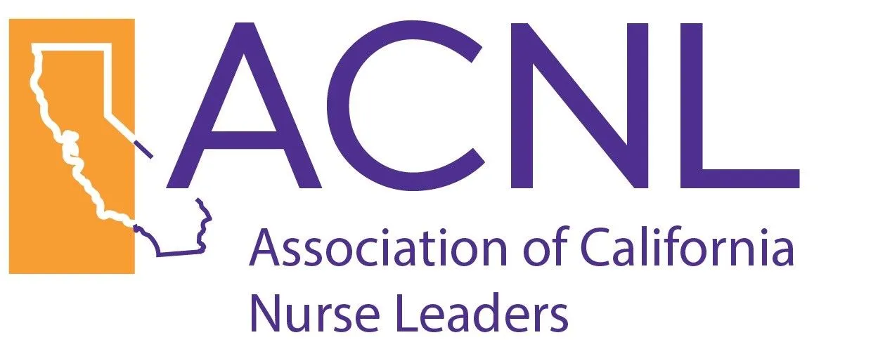 The primary ACNL logo: a California silhouette inside an apricot stripe, next to the letters ACNL in indigo with Association of California Nurse Leaders set below