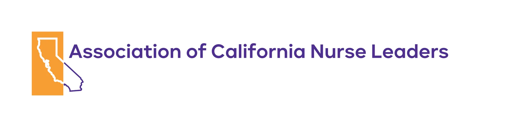 The horizontal alternate: the apricot California mark with the full name Association of California Nurse Leaders on one line