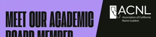 The reversed all-white logo on a dark purple Meet Our Academic Board Member banner
