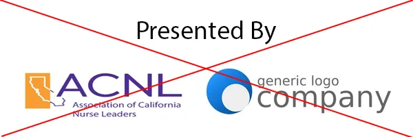 The same lockup with the ACNL logo stretched out of proportion, marked with a red X