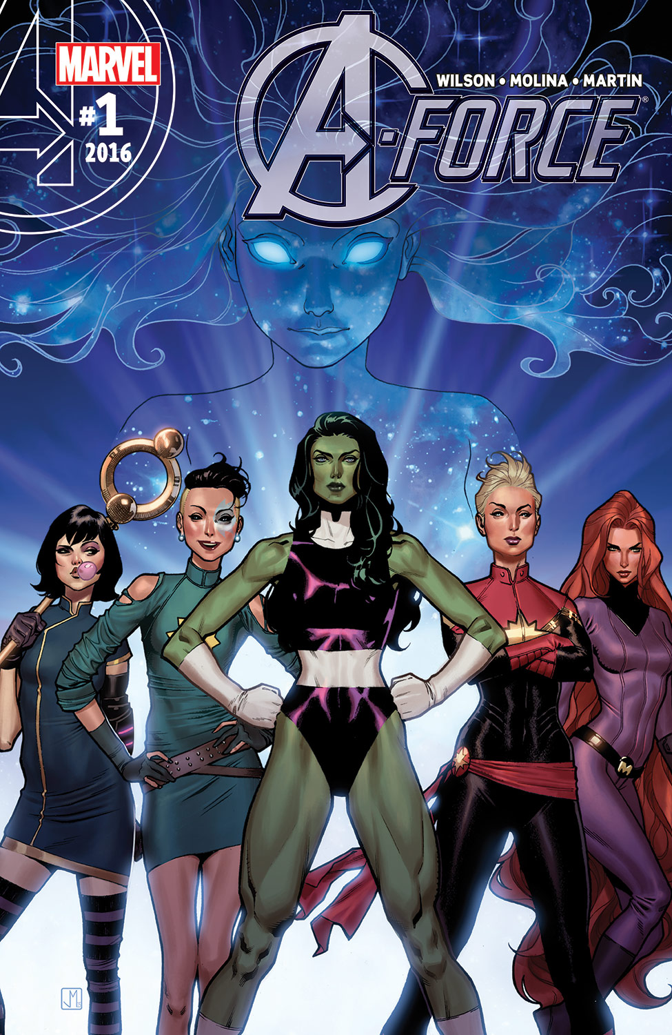 A-Force no. 1 comic cover featuring Marvel's all-female Avengers team