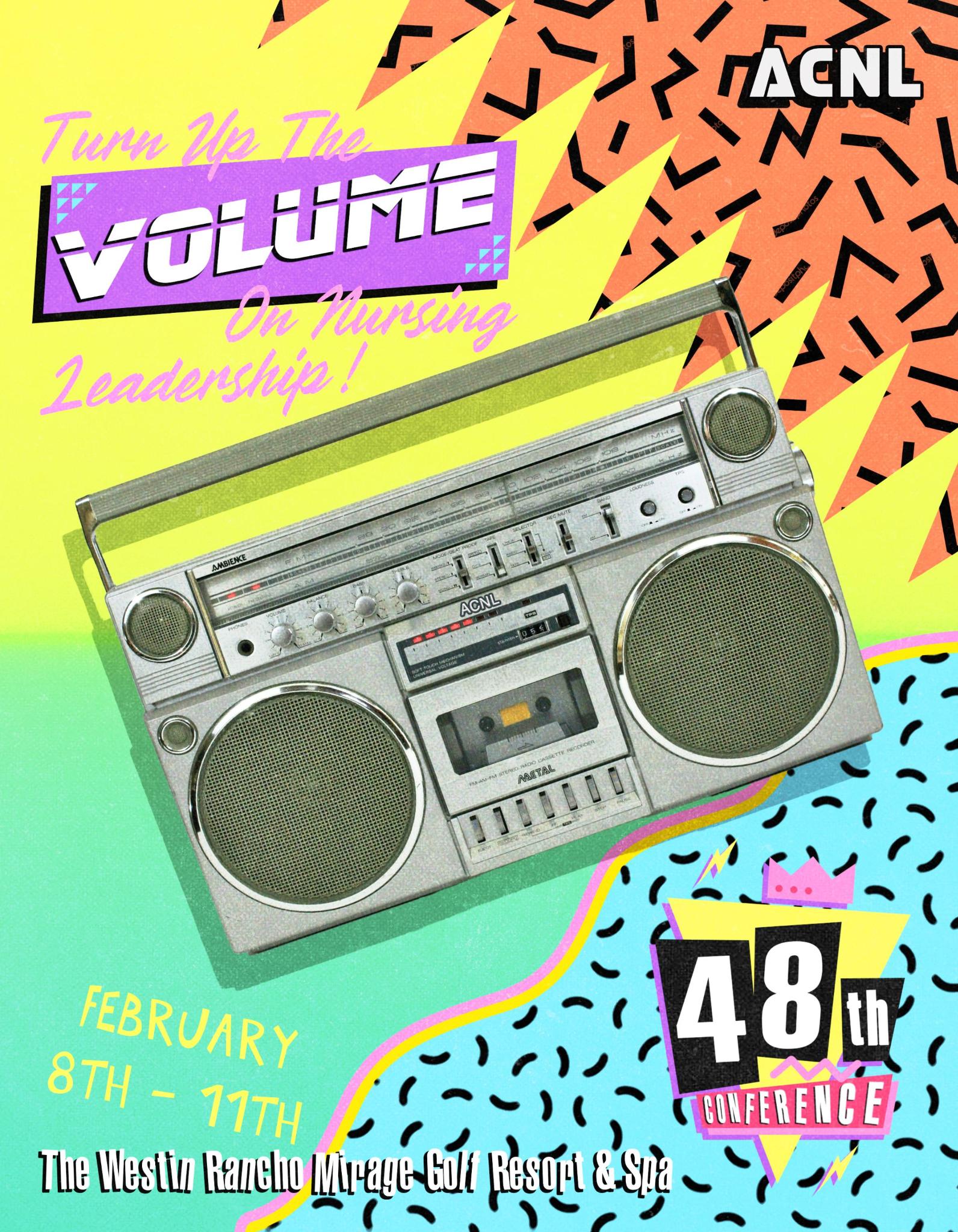 Rejected sample: an 80s Memphis-style poster with a silver boombox on a bright geometric background