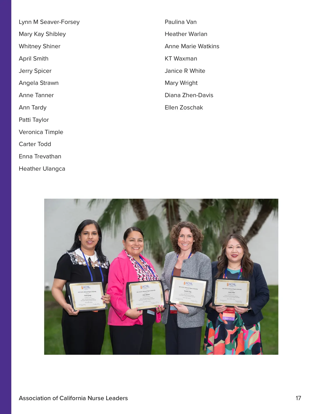 2025 Annual Report back page: a photo of the year's scholarship winners